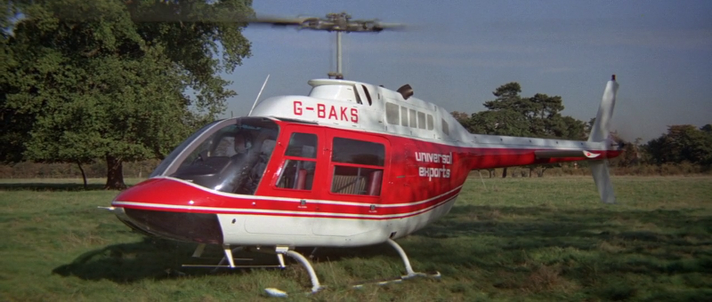 Universal Exports is prominently displayed as the logo on the helicopter that picks Bond up in the notable pre-title sequence of the movie