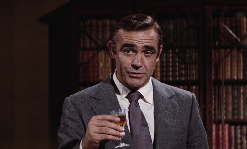 James Bond (Sean Connery) drinks some sherry in a break from 007 tradition in Diamonds Are Forever (1971)