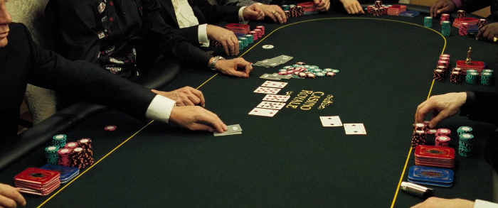 Bond knew he was beat, so he folded his cards (without revealing them)