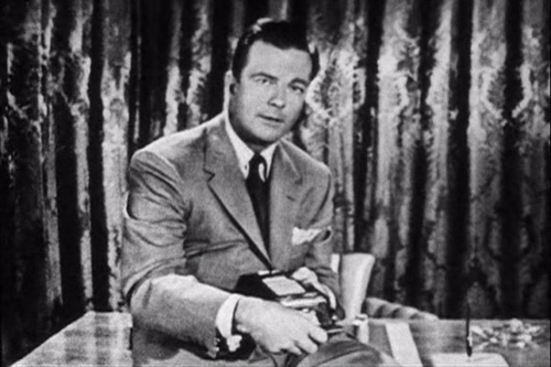 William Lundigan hosts and introduces the audience to the Climax! TV show to Casino Royale (1954) using a casino card shoe
