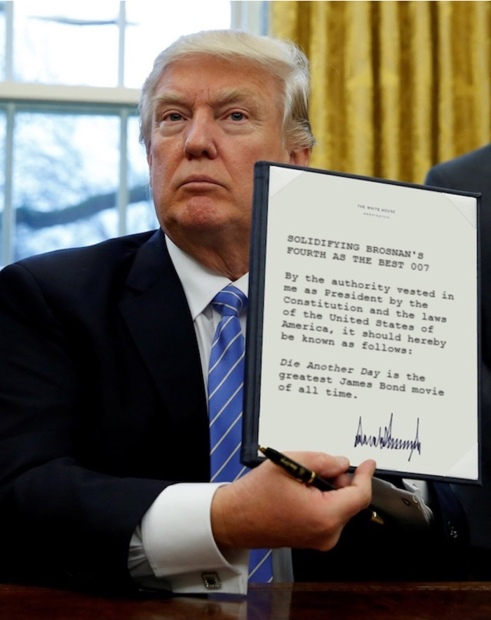 Donald trump signs the most absurd James Bond related Executive Order ever!