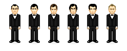 The 8 Bit James Bond actors, by Kristof Saelen