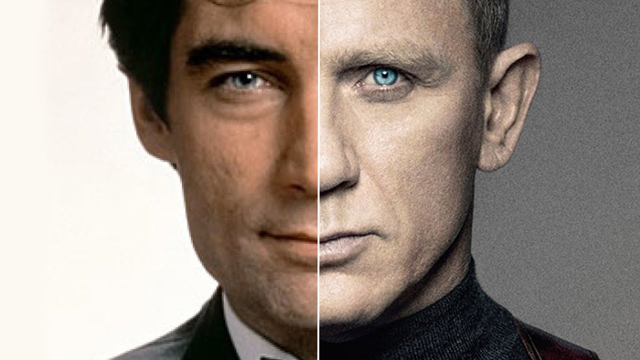 Timothy Dalton and Daniel Craig side by side as James Bond